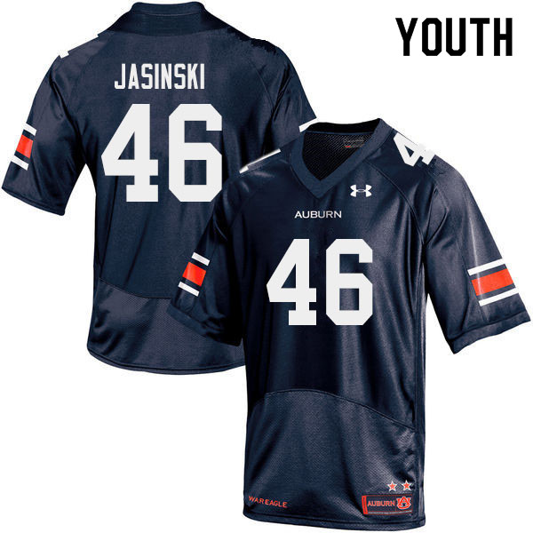 Youth #46 Jacob Jasinski Auburn Tigers College Football Jerseys Sale-Navy